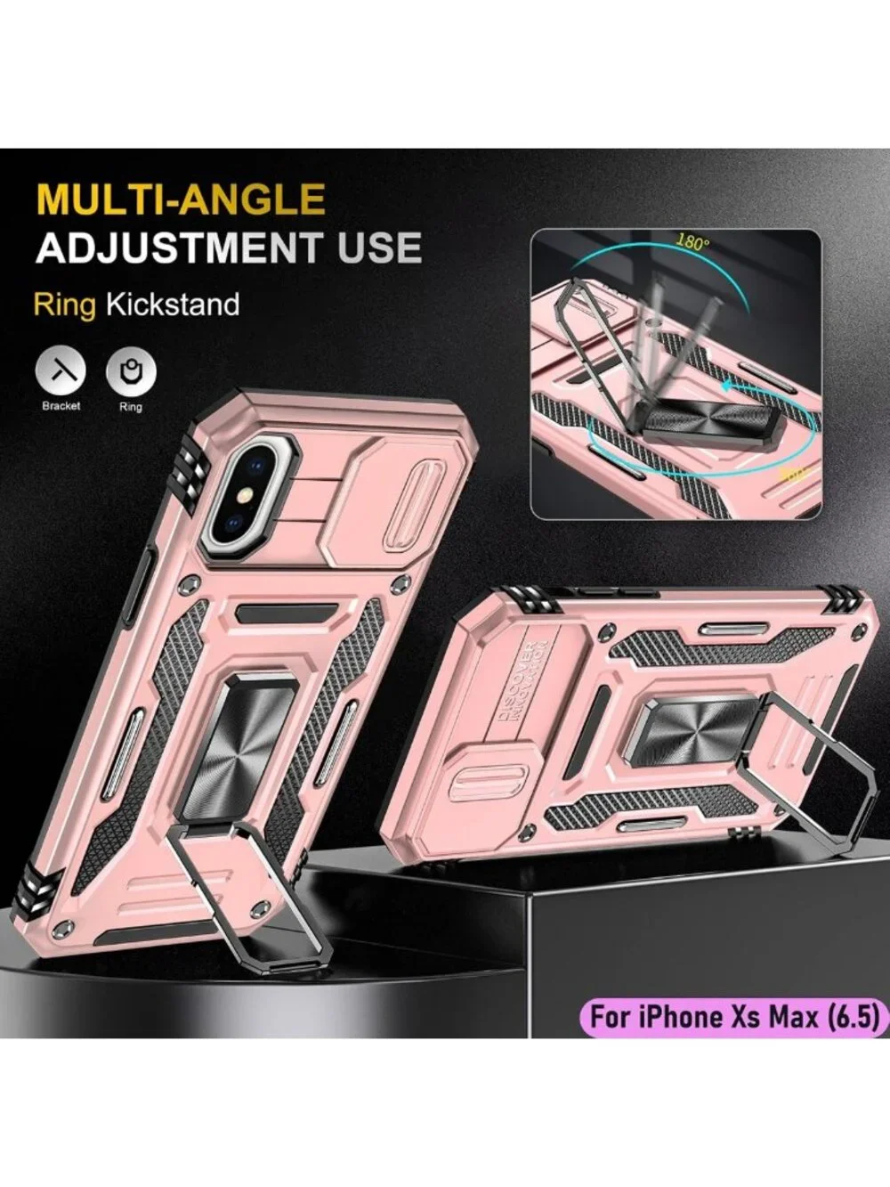 Heavy Duty iPhone Xs Max Case - Military Grade Dual Layer, Rubber Bumper, 360°